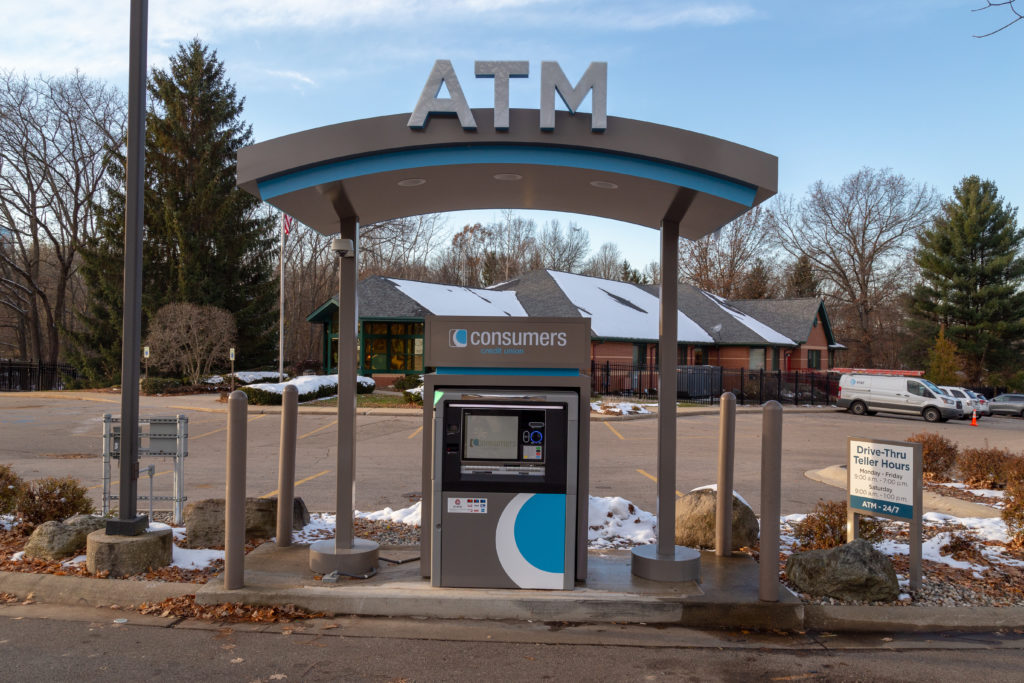 Consumers Credit Union ATM in front of a Consumers Credit Union office location.