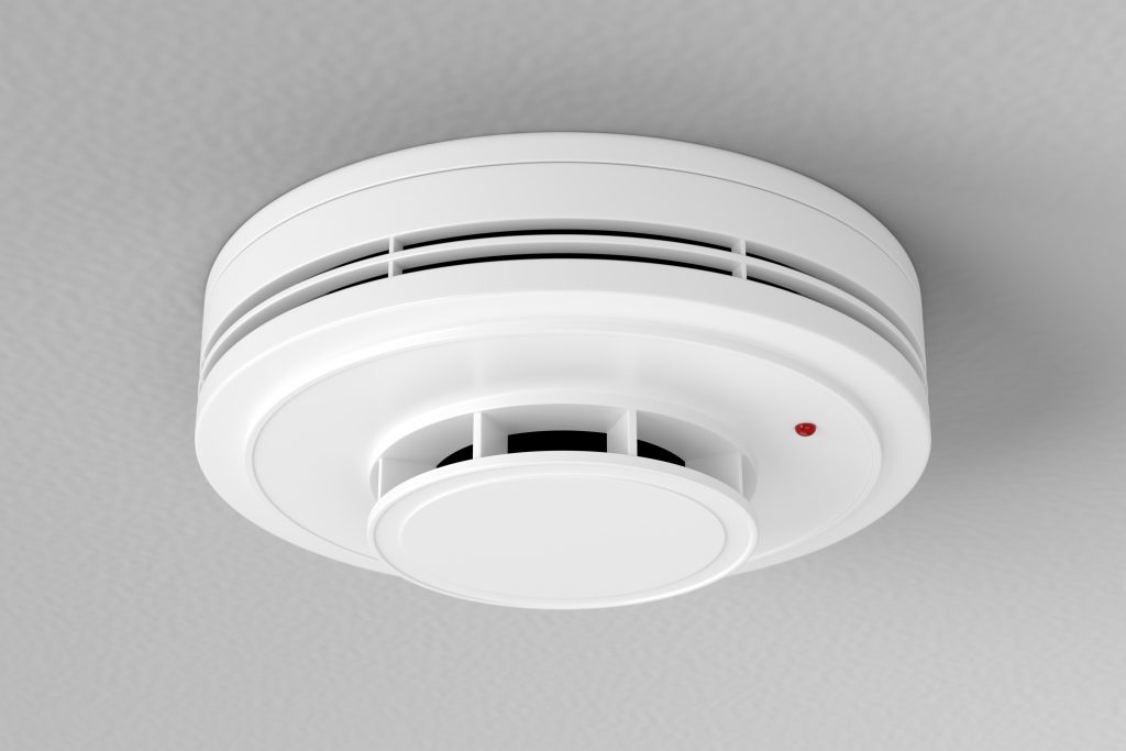 Carbon monoxide detector mounted on the ceiling