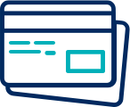 A credit cards icon in blue and green