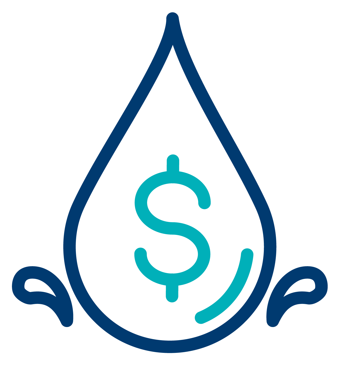 Drop of water with money symbol inside