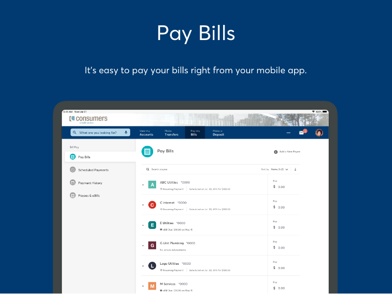 Bill payment options in Online Banking