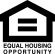 Equal Housing Opportunity Logo with white background and black text and image.
