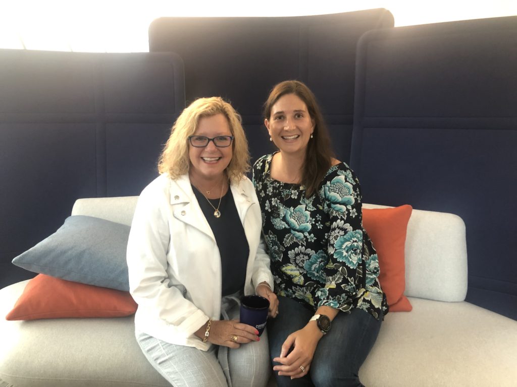 Betsy Loeks, marketing manager at Consumers Credit Union with "Money, I'm Home!" podcast host Lynne Jarman-Johnson.