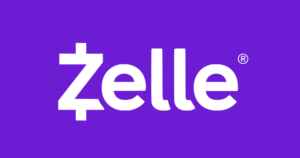 White Zelle logo on purple background