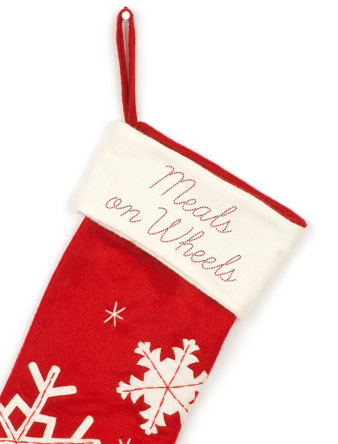 Red Christmas Stocking embroidered for Meals on Wheels