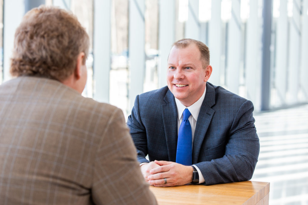 Ed Case, Business Development Manager at Consumers Credit Union, during a client meeting.