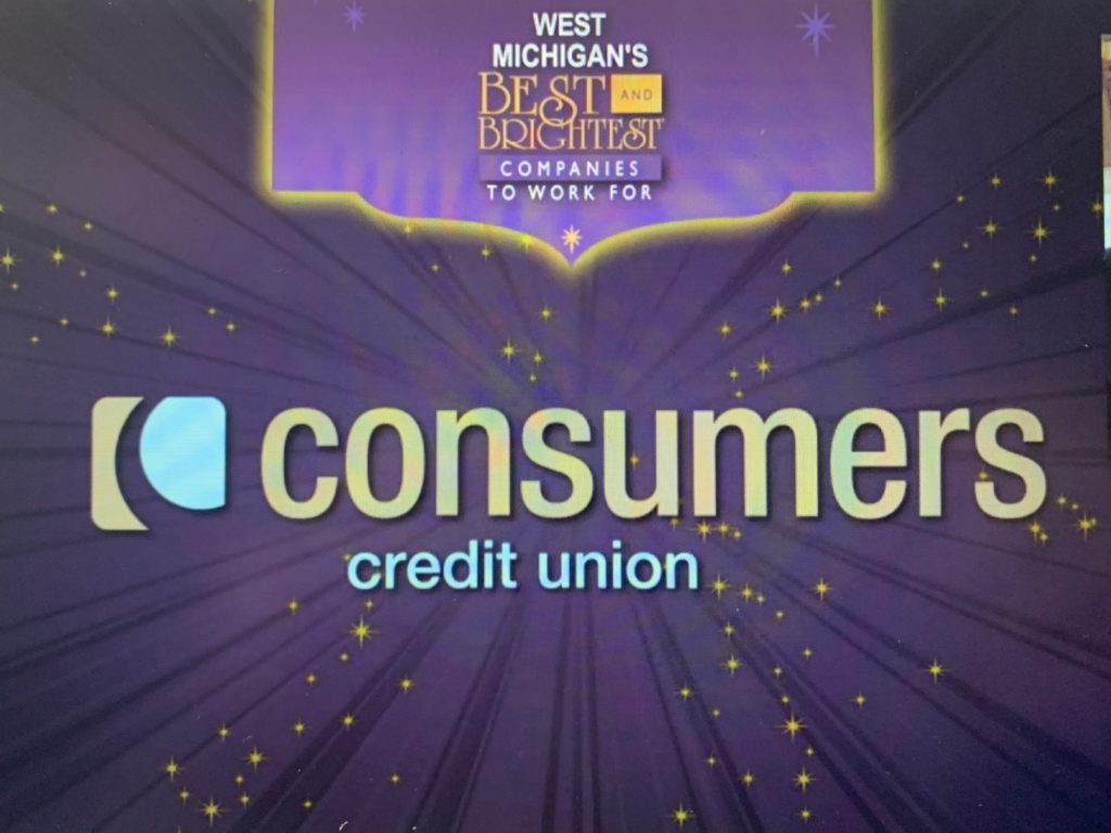 Consumers Credit Union logo for a West Michigan's Best and Brightest Companies to Work For award.
