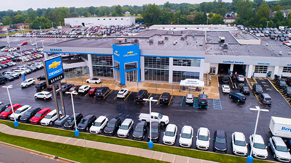 Overhead shot of Berger Chevrolet dealership