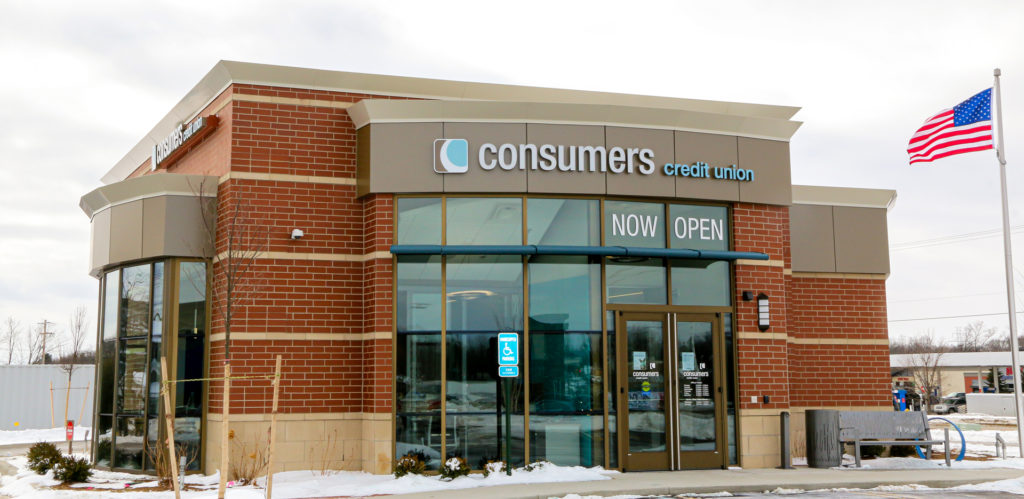 Exterior view of Consumers Credit Union Walker Office.