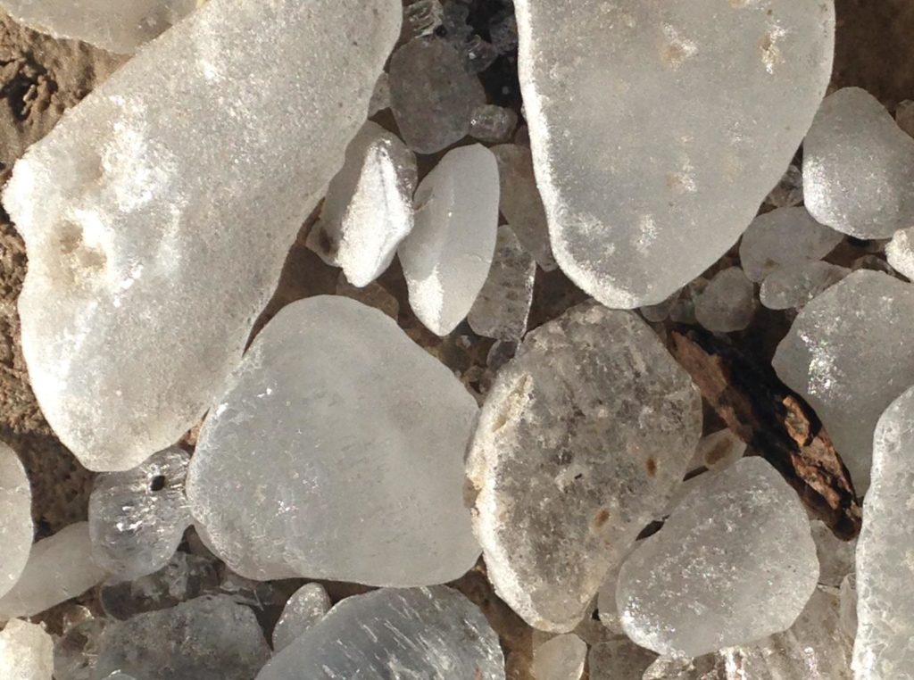 Rocks on a beach in Grand Haven, Michigan.