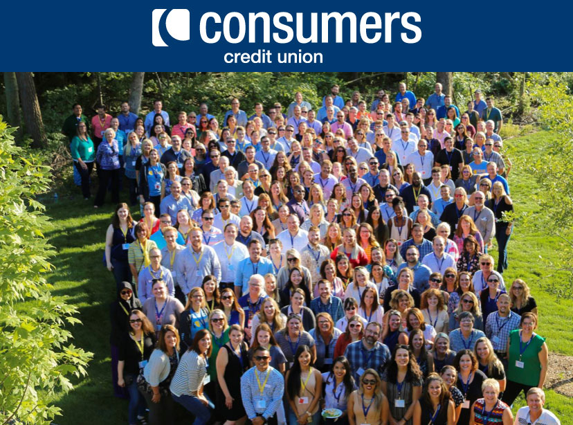 the consumers credit union employees stand for a picture