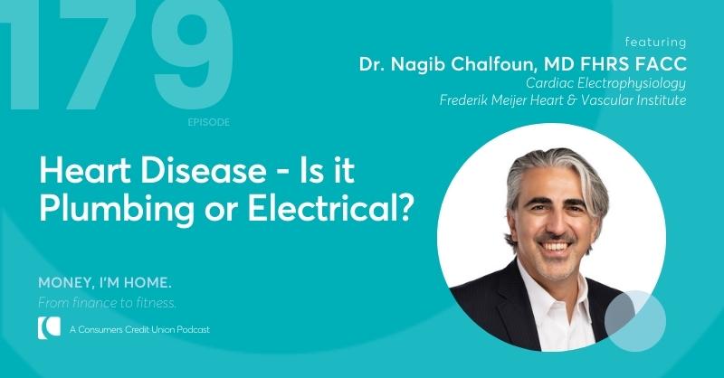 Consumers' podcast graphic with image of guest Dr. Nagib Chalfoun
