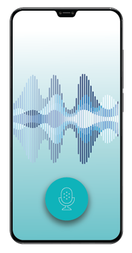 Phone screen showing colorful voice waves