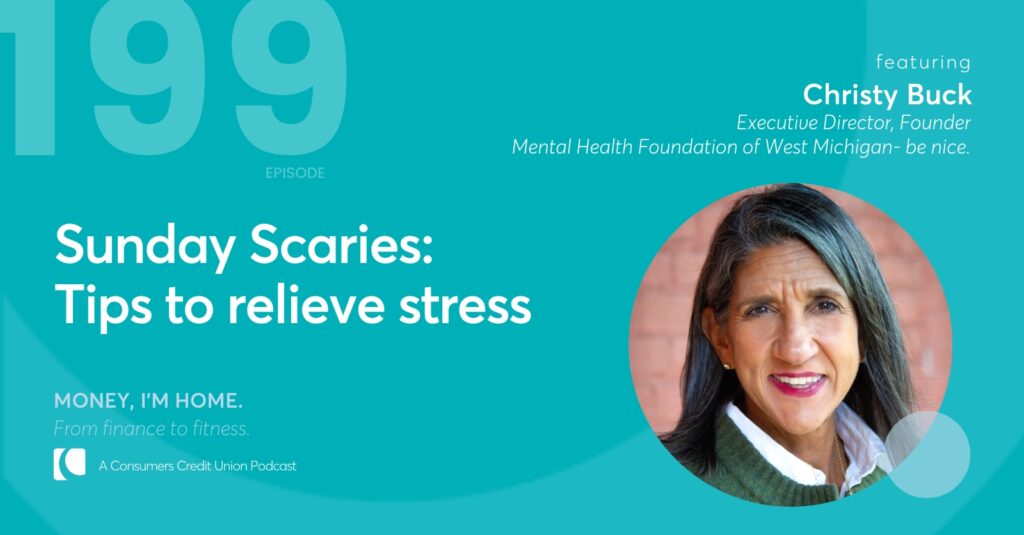 Consumers' podcast graphic with image of guest Christy Buck