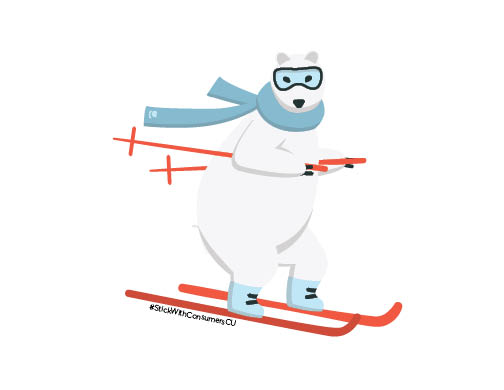 Skiing polar bear sticker