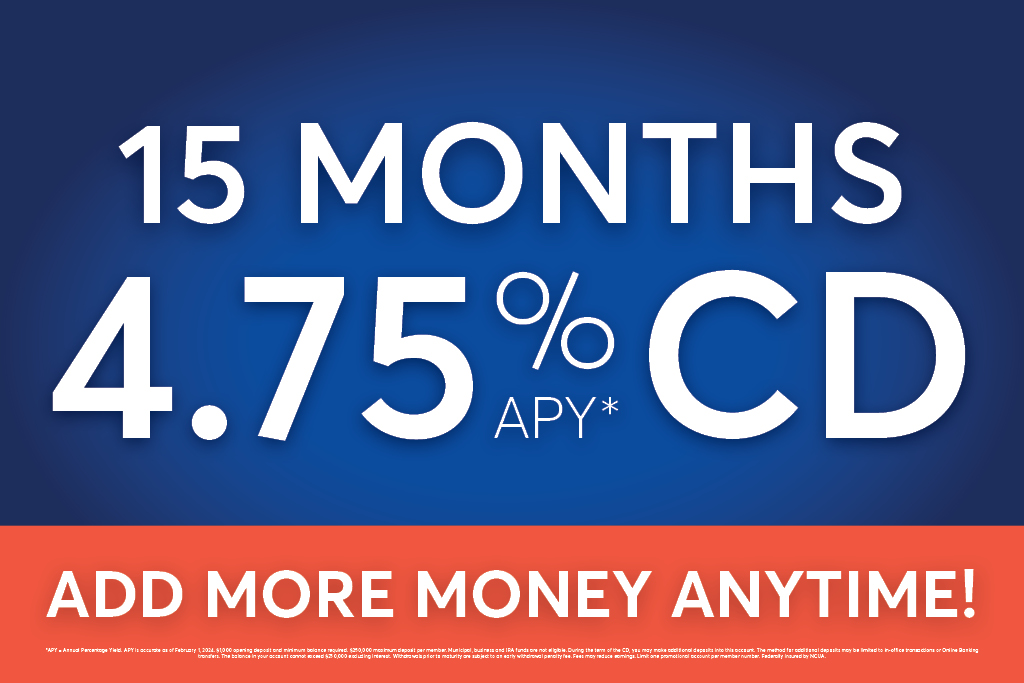 15-month, 4.75% APY Add Money CD banner