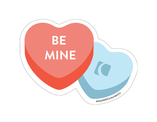 Be Mine Consumers conversation hearts sticker