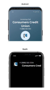 Android and Apple mockups of Consumers call screening identification